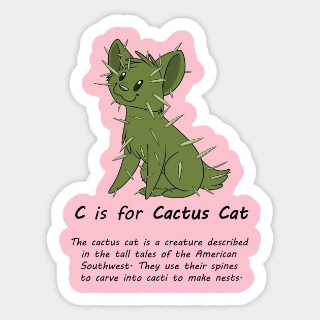 Cactus Cat Sticker by possumtees